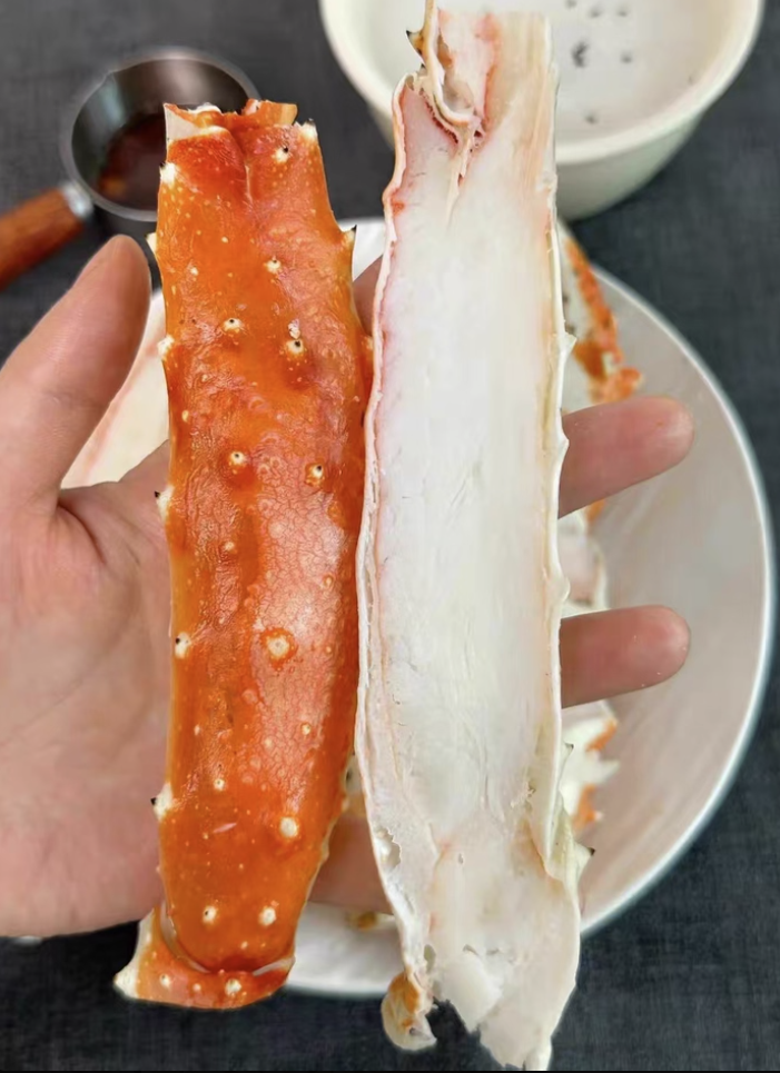 Extra-large frozen king crab, crab legs.