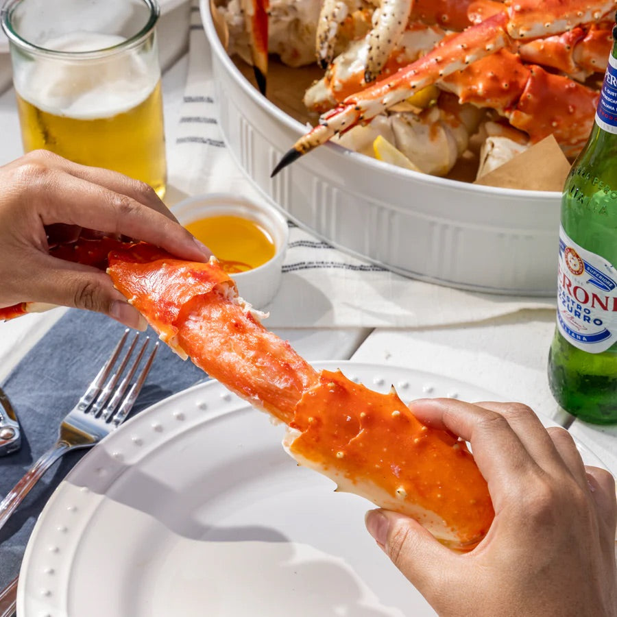 Extra-large frozen king crab, crab legs.